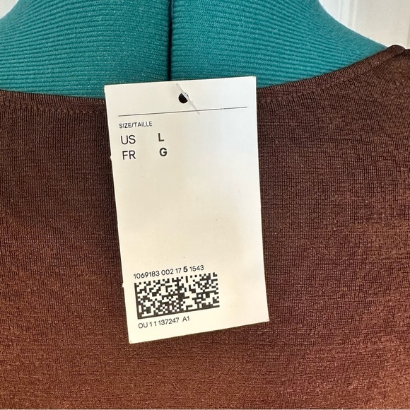 H&M Long Sleeve Tie Front Crop Top Brown Size Large - Picture 5 of 9